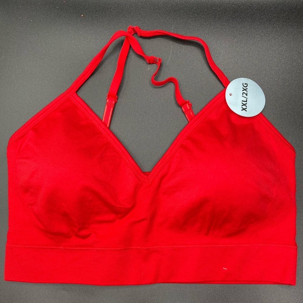 Red Wireless Bralette with Adjustable Straps